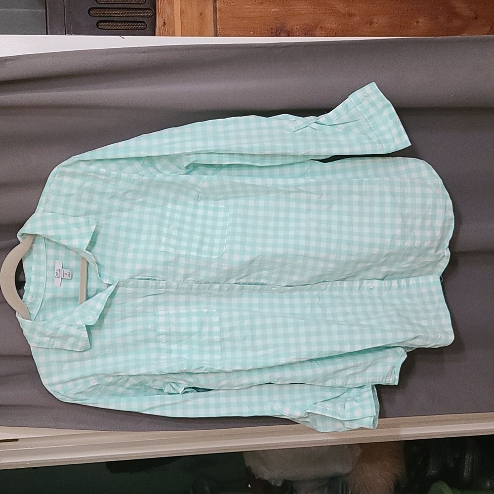 Croft & Barrow Womens Tab Sleeve Shirt Blouse Tab Sleeve Pockets Stretch 2X EUC